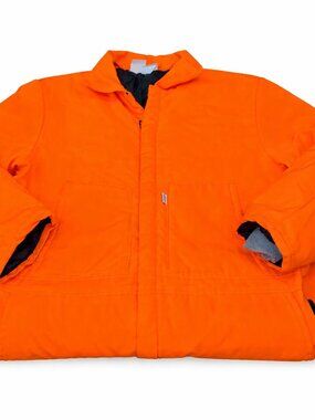 Vtg Liberty SAFETY ORANGE Coveralls Men's XL Chest 46/48 Quilted Lining Zip RARE